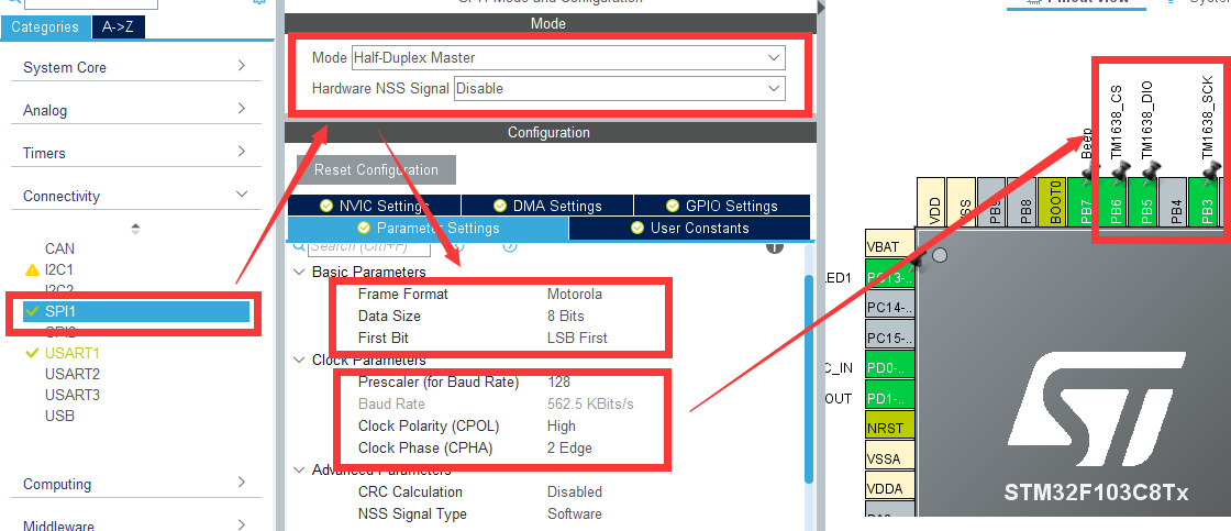 STM32F103+TM1638 SPI driver, non-GPIO analog SPI - Programmer Sought