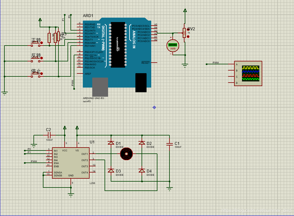 arduino控制电机驱动(proteus仿真)_arduino控制点击转速proteus-CSDN博客