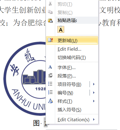 题注的更新域