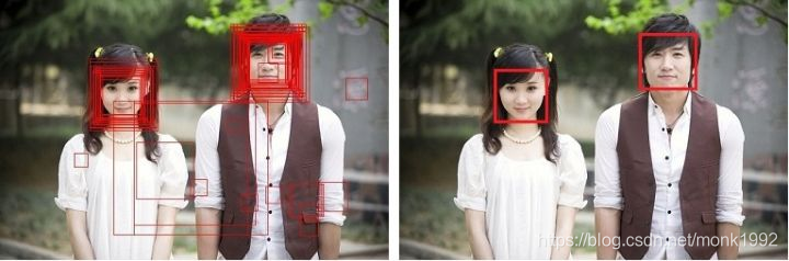 图3-1 检测结果合并窗口前后对比图