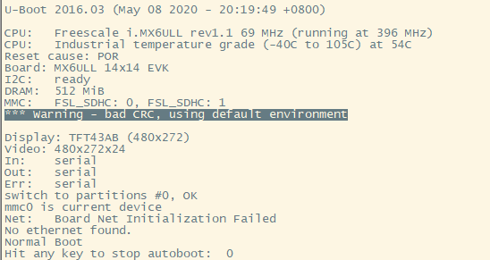 解决 Warning - bad CRC, using default environment警告_loading environment