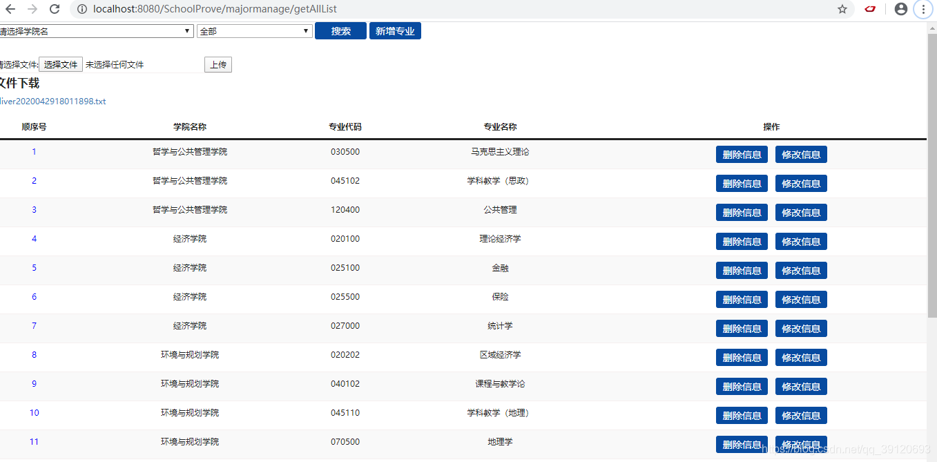 查询到的所有信息列表