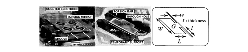图4. MEMS扭镜的SEM照片和结构示意图