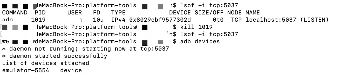 adb 5037端口被占用MAC