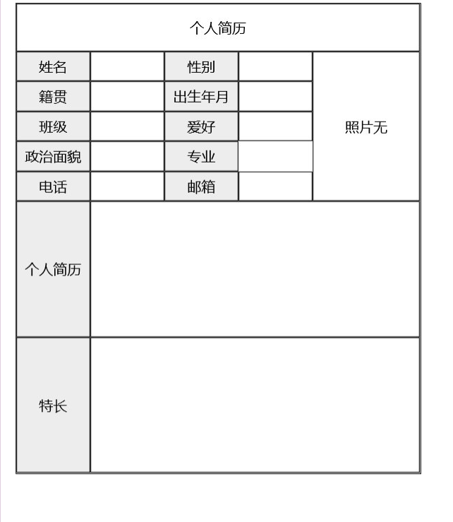 HTMLcss制作一个个人简历