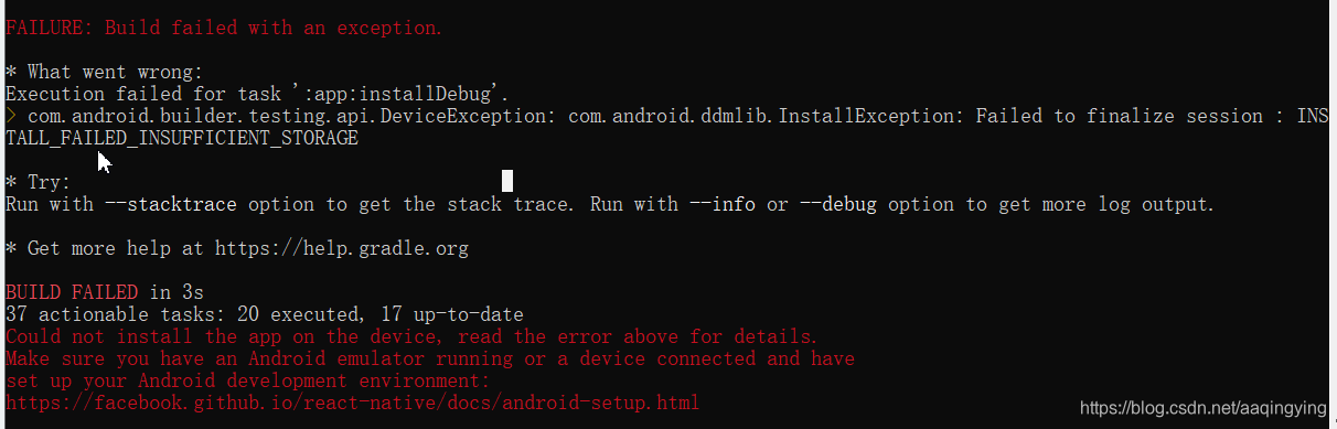 Execution failed for task ':app:installDebug'.