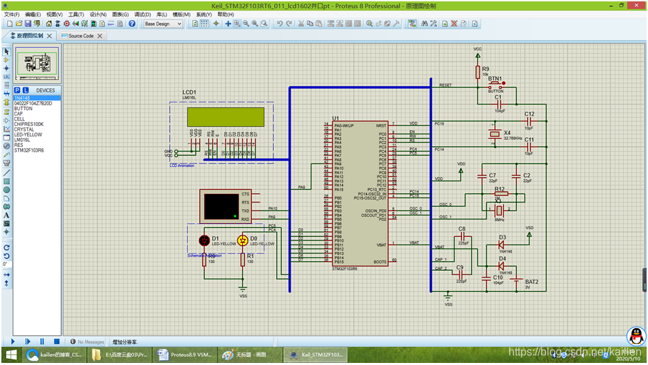 Proteus8.9 VSM Studio Keil编译器仿真STM32F103R6系列011lcd1602并口嵌入式,stm32,单片机kaillen的博客-