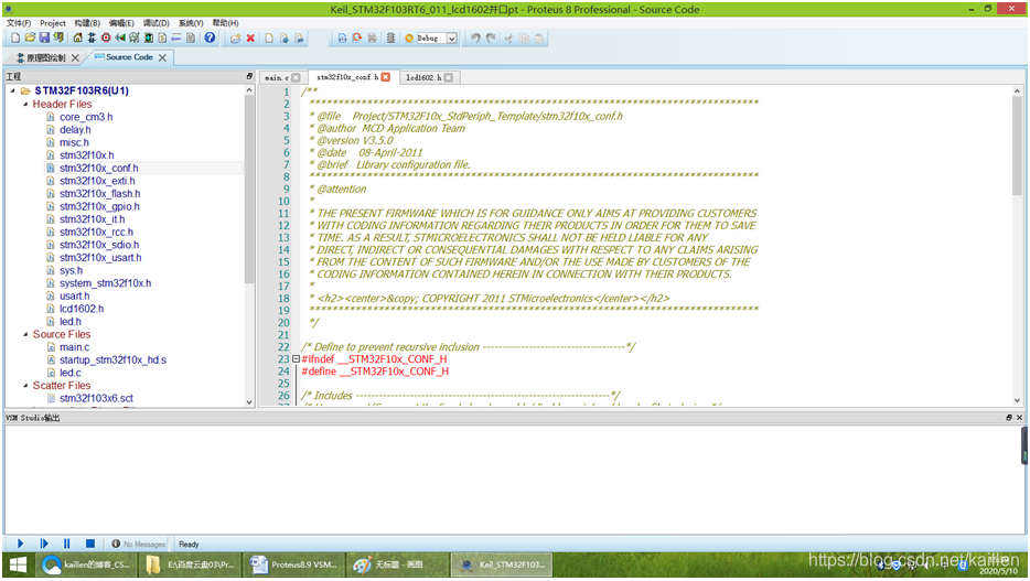 Proteus8.9 VSM Studio Keil编译器仿真STM32F103R6系列011lcd1602并口嵌入式,stm32,单片机kaillen的博客-