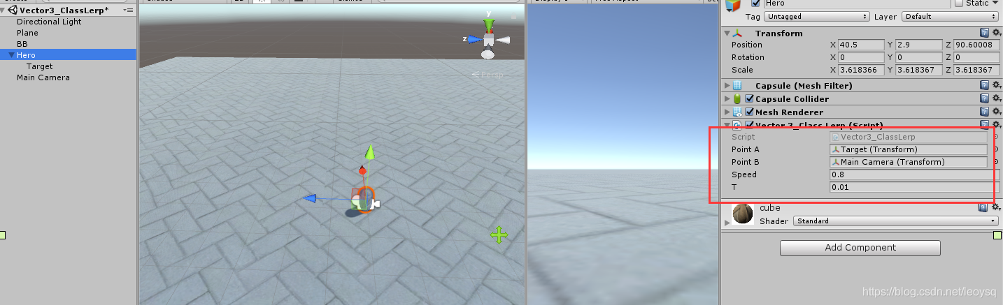 Unity入门脚本教学之路(1)—Unity中Vector.lerp的用法和理解游戏leoysq的博客-