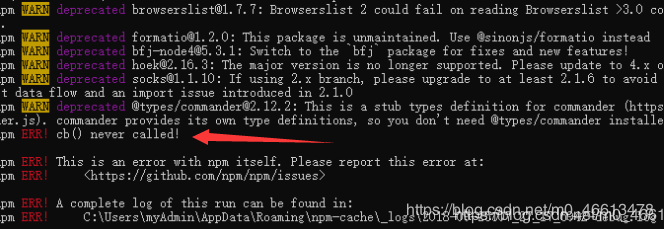 Npm Err! Cb() Never Called!报错和Npm Err! Response Timeout While Trying To  Fetch Https://Registry.Npmjs_Jingjinglove-的博客-Csdn博客