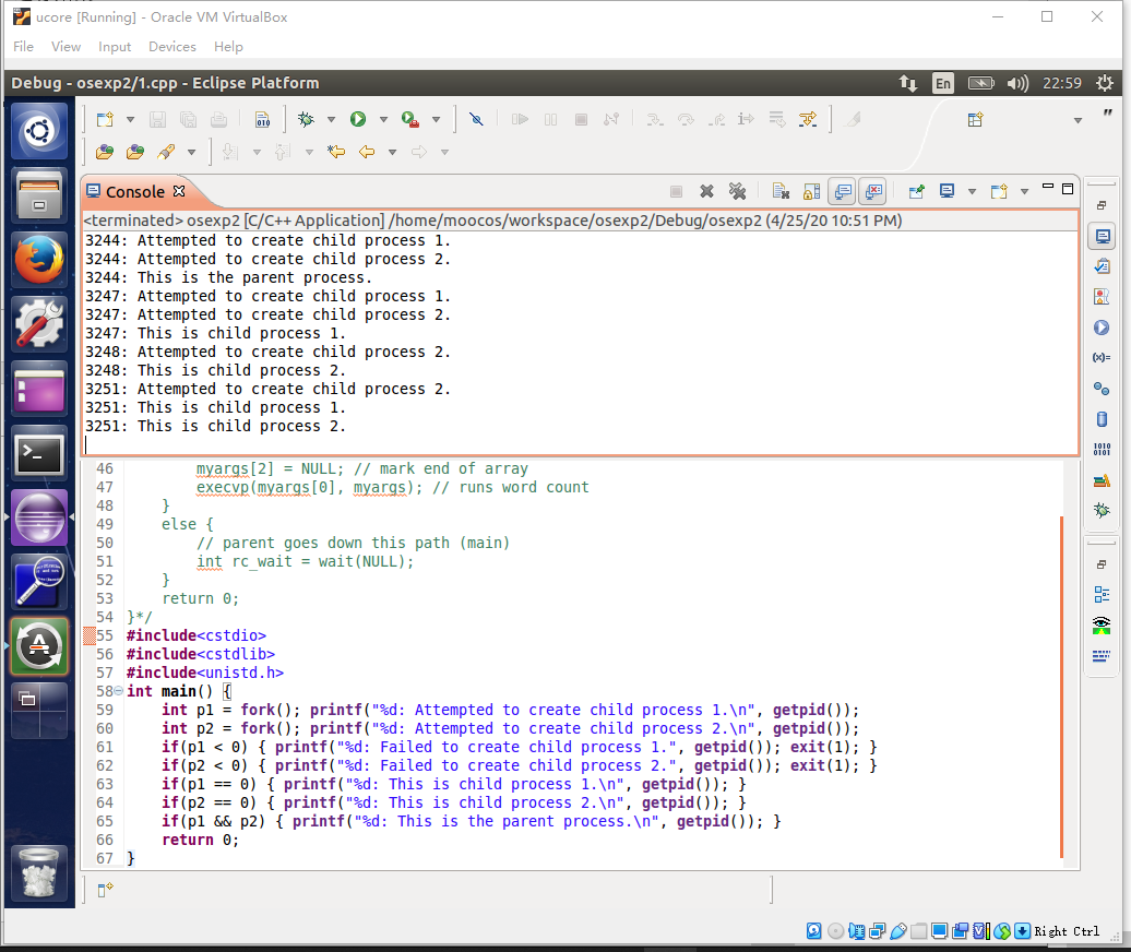 操作系统原理实验：进程创建与退出的常用系统调用（fork、exec、getpid、waitpid、exit）_通过fork(),exec