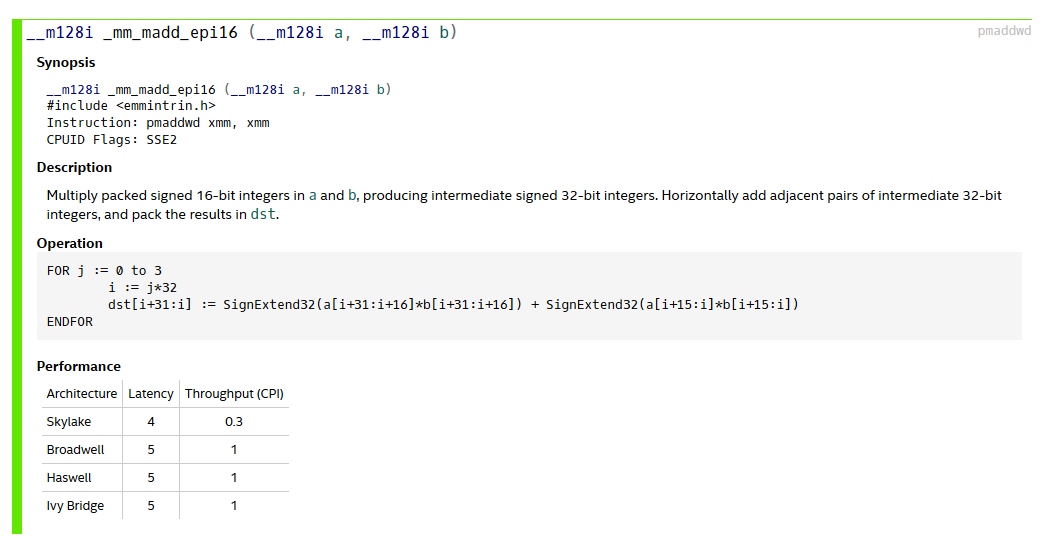 _mm_madd_epi16 指令集
