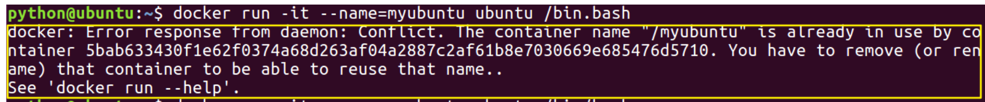 创建docker容器时出现 docker: Error response from daemon, The container name is ...