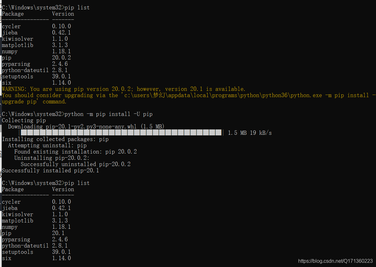 Pip Program python解决WARNING: You are using pip version 20.0.2; however, version 20. ...
