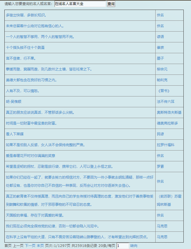 分享 Python实现爬取名人名言 1024toyou Com