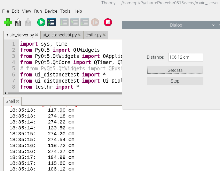 树莓派3B Qt designer+Pyqt5+pycharm超声测距(9)