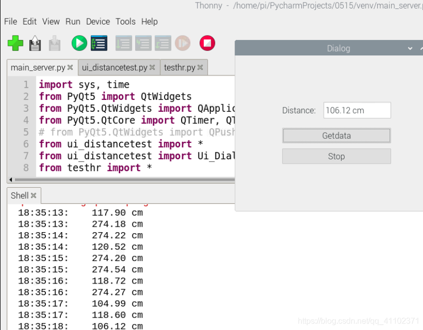 树莓派3B Qt designer+Pyqt5+pycharm超声测距(9)