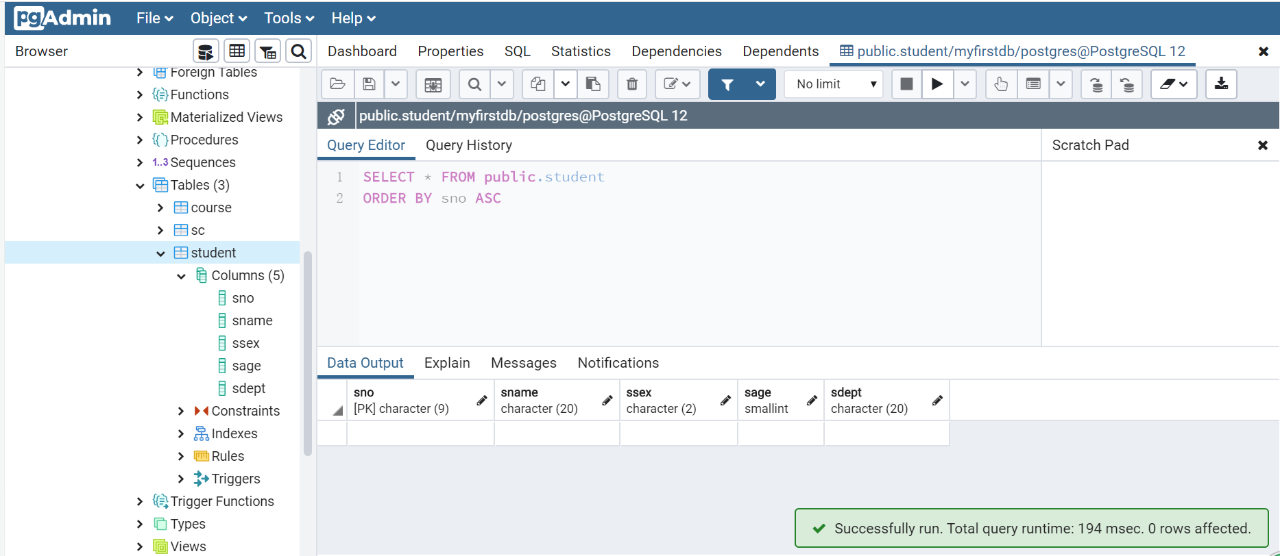 PostgreSQL12.3——pgAdmin4表格的创建