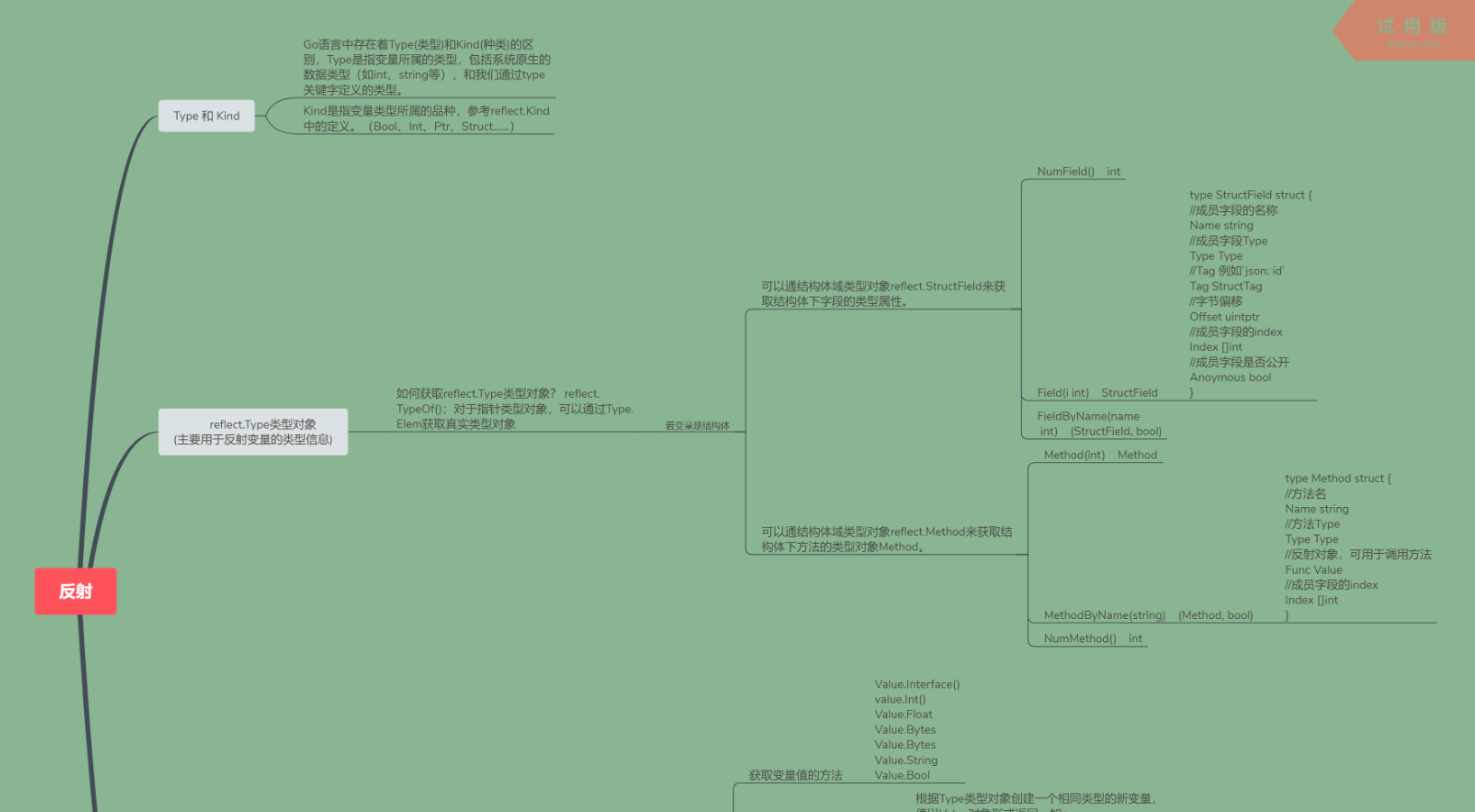 go 反射 思维导图