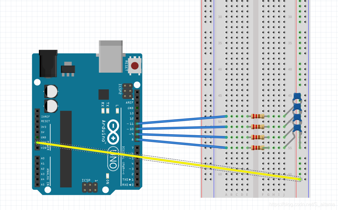 Arduino流水灯 附电路图_ardunio控制三个灯的电路图-CSDN博客