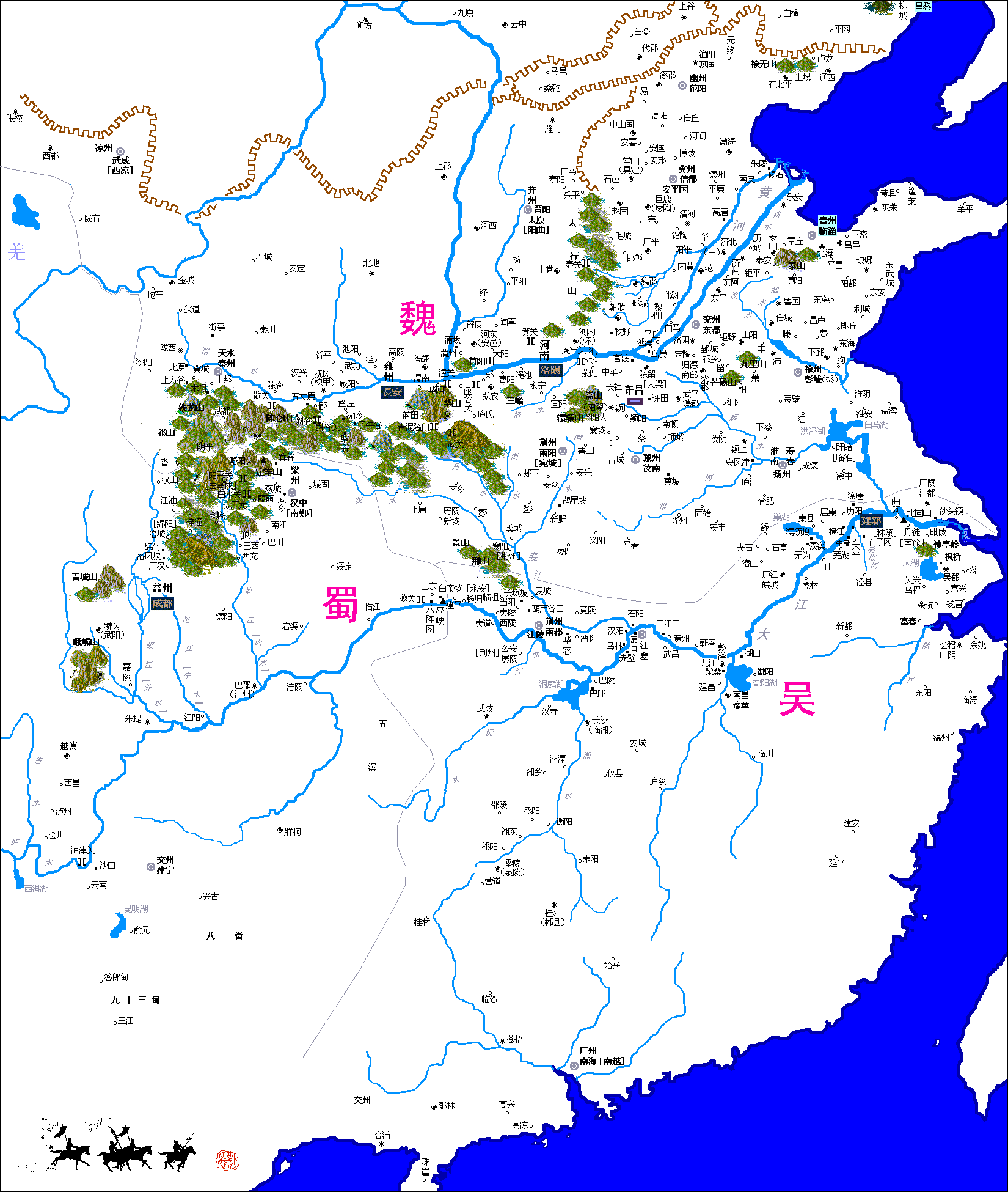 三国时期地图 现代图片