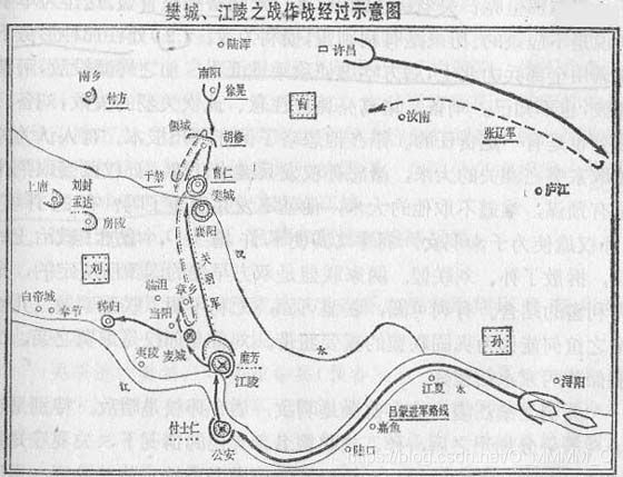 [外链图片转存失败,源站可能有防盗链机制,建议将图片保存下来直接上传(img-00oSll60-1589713646935)( ./images/threeKindoms/17樊城、江陵之战作战经过示意图.jpg)]