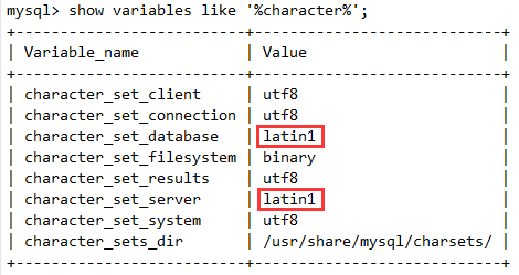 查看 mysql 默认编码