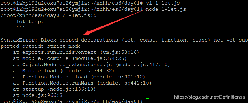 SyntaxError: Block-scoped declarations (let, const, function, class ...