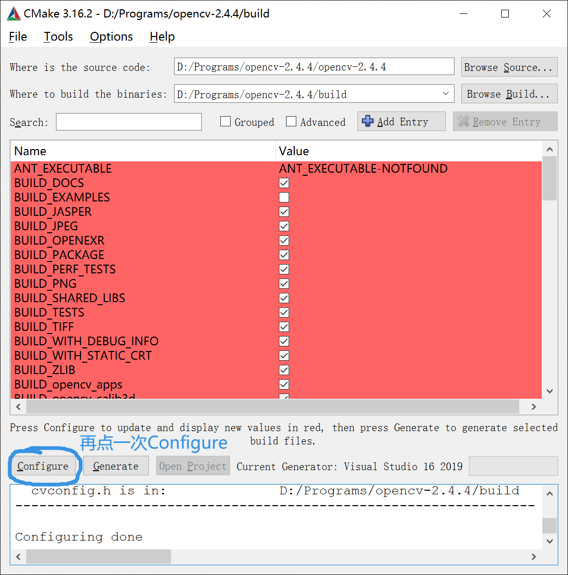 WIN10 & VisualStudio2019编译和配置OpenCV2.4.4人工智能Yemiekai的博客-