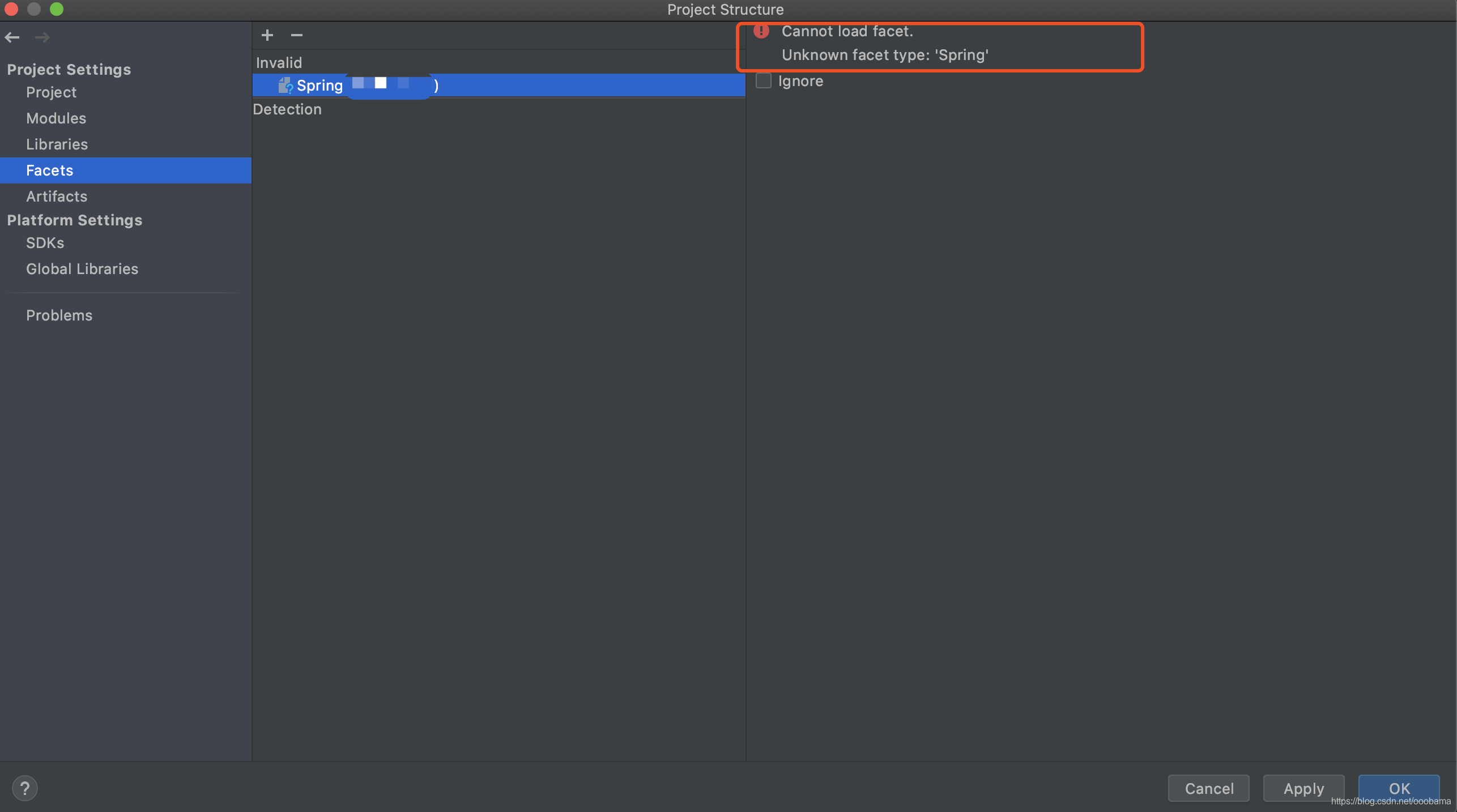 Idea中报错Error Loading Project: Cannot load module_unknown facet type ...