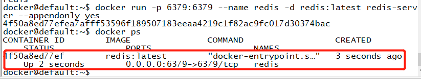 docker启动redis成功