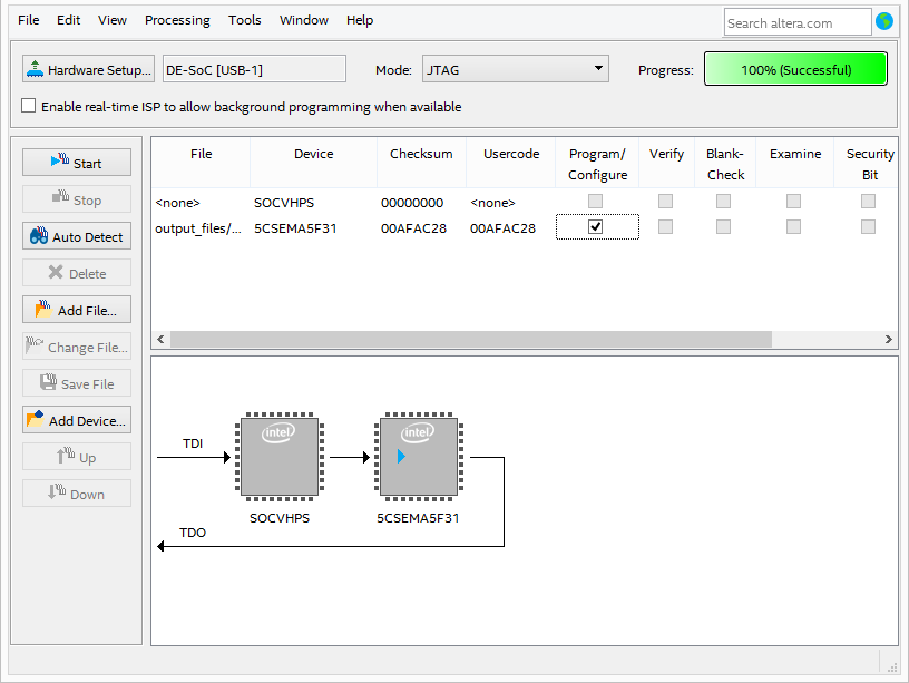 Error (209031) Device chain in Chain Description File does not match