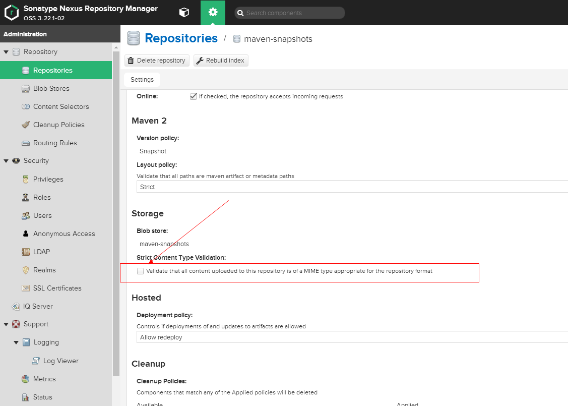 nexus私服部署Detected content type [application/xsh], but expected [application/javaarchive]xxxxx