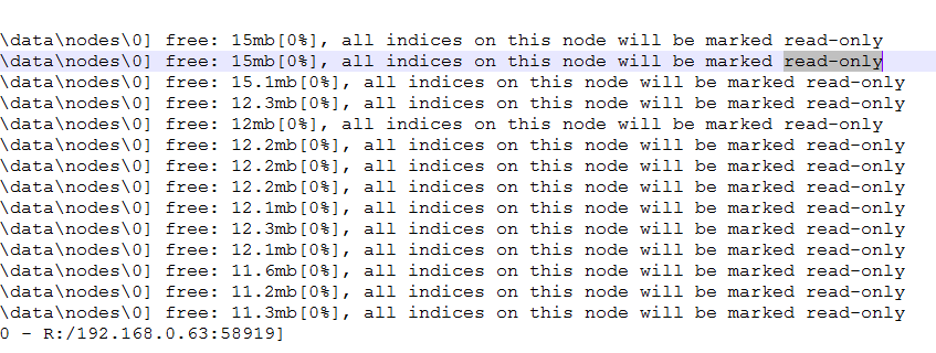 es教程 关于磁盘不足导致的[FORBIDDEN/12/index read-only / allow delete (api)] - read only elasticsearch indices