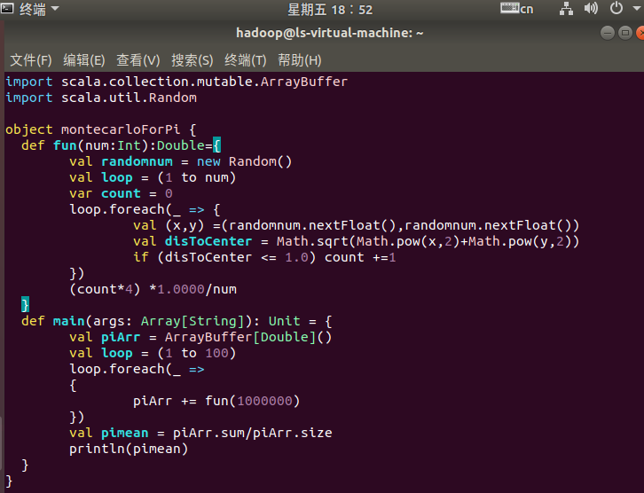 用Scala语言编写Spark独立应用程序Pi_对于两个输入文件 a 和 b,编写 spark 独立应用程序(推荐使用 scala 语言),对