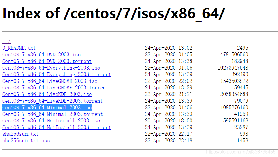 CentOS7 镜像文件下载