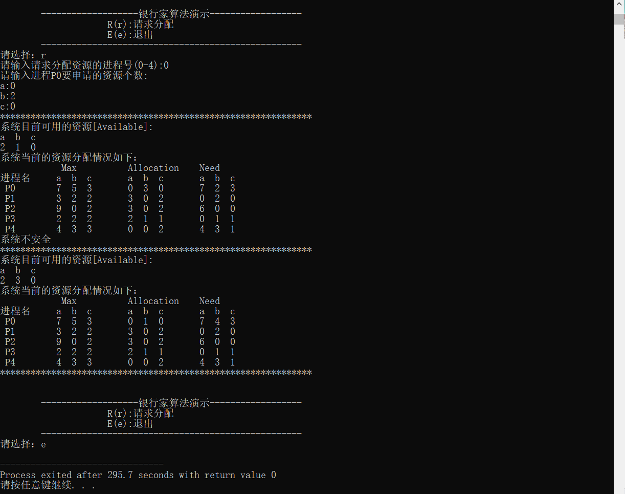 操作系统银行家算法模拟实现（C语言版）「建议收藏」