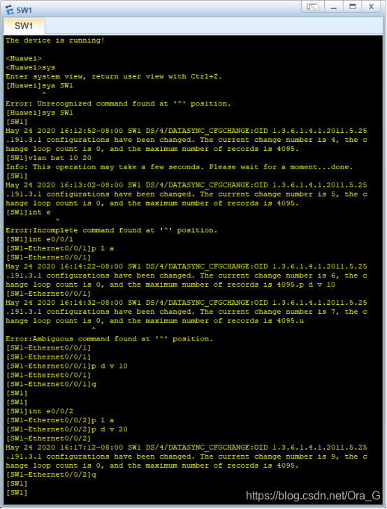 使用单臂路由,静态、默认路由实现不同vlan之间互通(课堂作业修改版本)网络,运维,交换机OraG的博客-