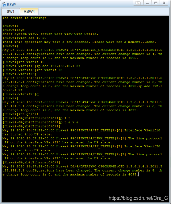 使用单臂路由,静态、默认路由实现不同vlan之间互通(课堂作业修改版本)网络,运维,交换机OraG的博客-