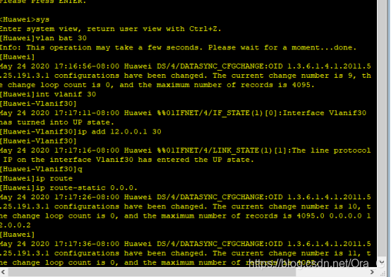 使用单臂路由,静态、默认路由实现不同vlan之间互通(课堂作业修改版本)网络,运维,交换机OraG的博客-
