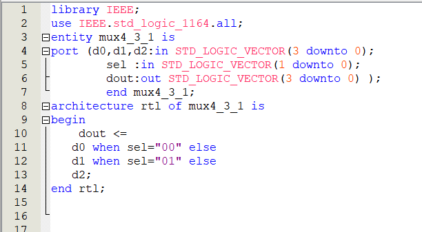 四位三选一多路复用器