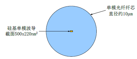 单模光纤与硅基单模波导横截面对比图