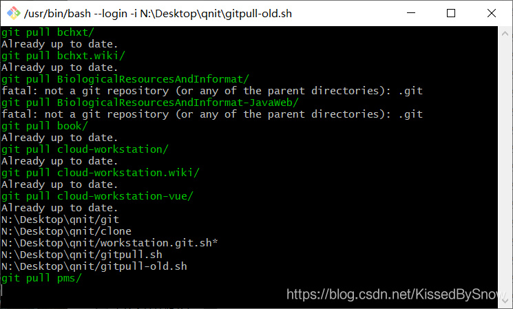 Git/Shell:批量 git pull,一键更新同一目录下的多个仓库(快速拉取全部项目)_shell:遍历目录和子目录 git pull ...