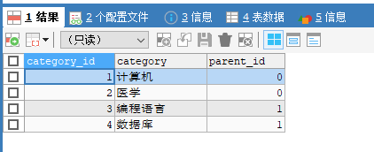 查询表bookcategory中的所有记录