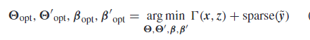 目标函数更正为上式，我们希望y^~可训练至0，sparse()代表某种系数限制，可为KL距离(相对熵)biao