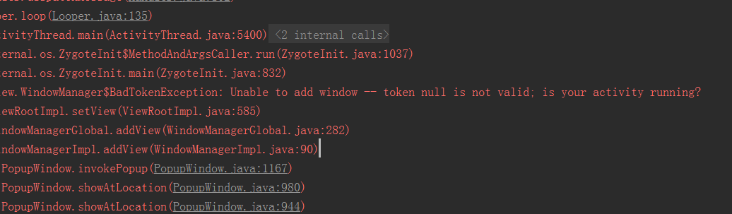 Unable to add window token null is not valid is your activity running