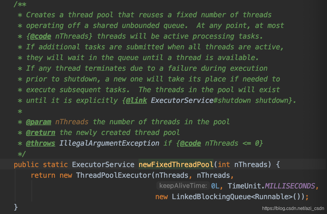 newFixedThreadPool()源码截图在这里插入图片描述