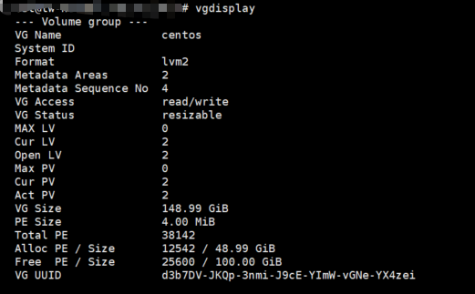 vgdisplay