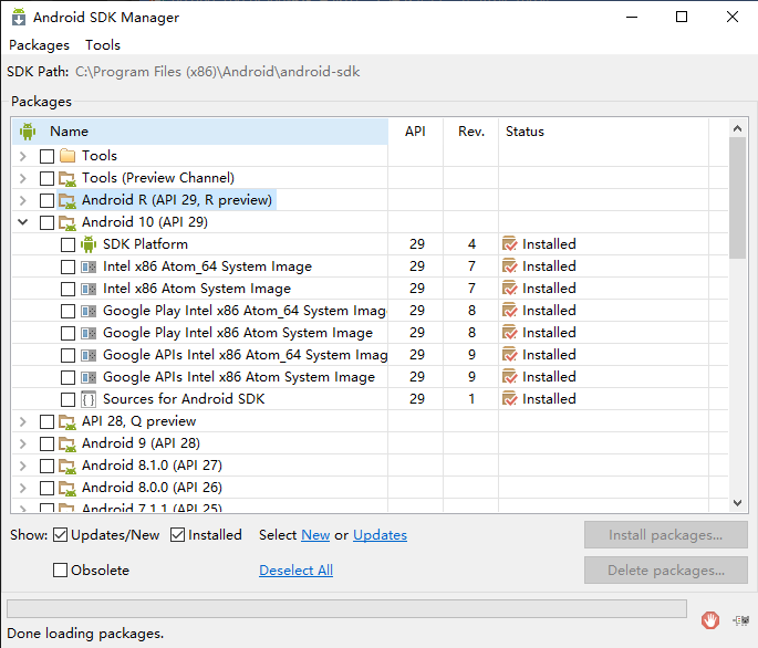 下载Android SDK tools完成Android SDK 安装、配置环境变量