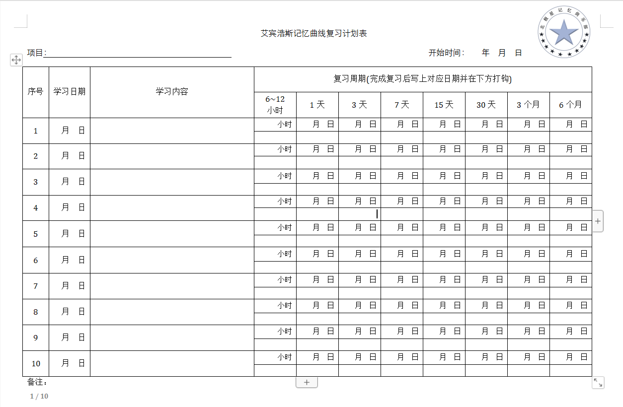 艾宾浩斯记忆曲线